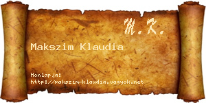 Makszim Klaudia névjegykártya